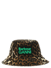 BARBOUR BARBOUR X GANNI LEOPARD PRINTED LOGO PATCH BUCKET HAT