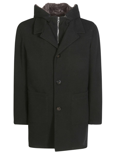 Gimos Capp Davan Stacca Fur Coat With Applied Pocket Wool In Nero