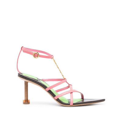 Jacquemus Les Sandales Pralu Hautes Colorblock T-strap Sandals In Pink