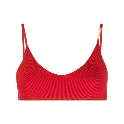 Jacquemus Le Bandeau Pralu Ribbed-knit Crop Top In Red