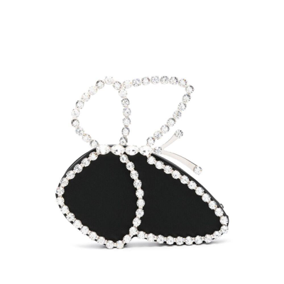 L'alingi Butterfly Crystal-embellished Clutch Bag In Black/silver