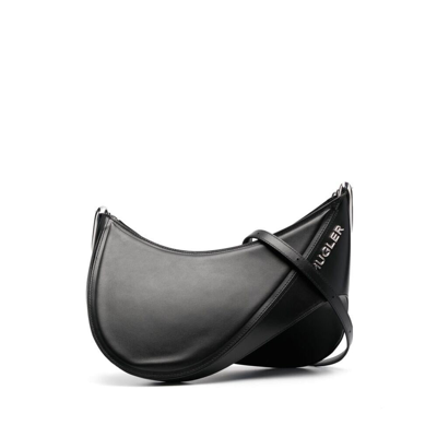 Mugler Leather With Logo In Black