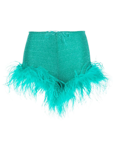 Oseree Oséree Lumière Plumage High-rise Shorts In Blue