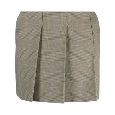 Sportmax Womens Camel Plaid-patterned Pleated Regular-fit Stretch-woven Mini Skirt In Brown