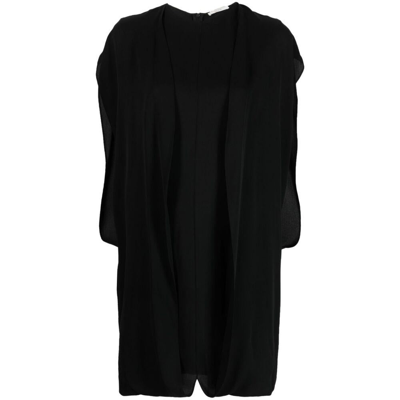 The Row Draped Silk Mini Dress In Black