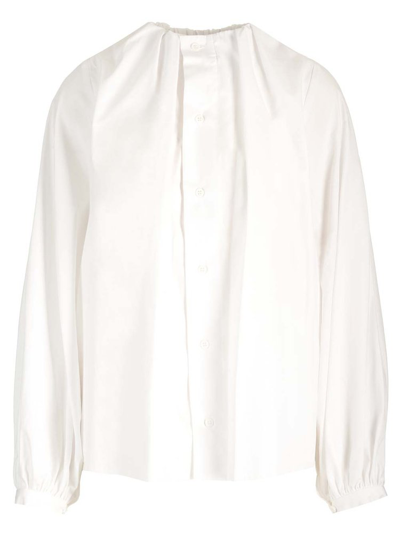 Mm6 Maison Margiela Gathered Neck Shirt In White