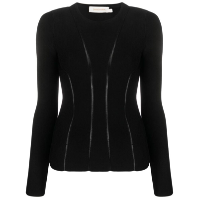 Zimmermann Women's Luminosity Paneled Knit Top In Black