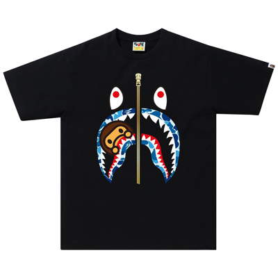 Pre-owned Bape Abc Camo Milo Shark Tee 'black/blue'