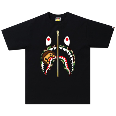 Pre-owned Bape Abc Camo Milo Shark Tee 'black/green'