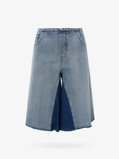 Mm6 Maison Margiela Frayed Hem Oversized Denim Shorts In Blue