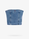 Diesel De-ville Strapless Denim Crop Top In Blue
