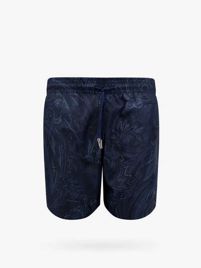 Etro Paisley Print Swim Shorts In Blue