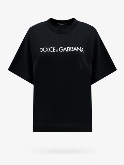 Dolce & Gabbana Dg棉质针织短款t恤 In Black