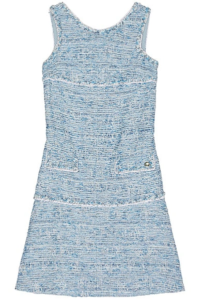 Pre-owned Chanel Tweed Dress In Blue