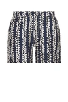 Oas Blue Scribble Relaxed Fit Swim Trunks In Blue