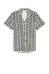 Oas Hypnotise Cuba Cotton Terry Relaxed Fit Button Down Shirt In Black