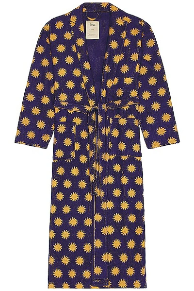 Oas Sunday Sun Long Dressing Gown In Patterned Blue