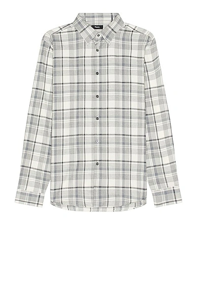 Theory Grey Irving Shirt In Ivory Multi