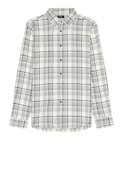 THEORY IRVING MEDIUM PLAID WOVEN SHIRT