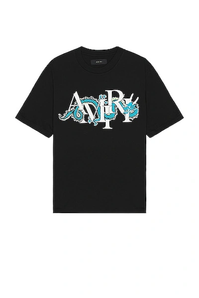 Amiri Mens Black Dragon Branded-print Cotton-jersey T-shirt