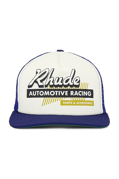 Rhude Auto Racing Trucker Hat In Blue
