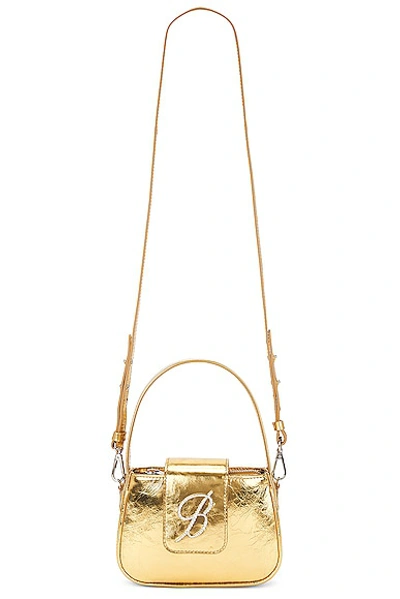Blumarine B Laminated Leather Top Handle Bag In Gold