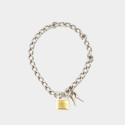 Balenciaga Locker Necklace In Silver