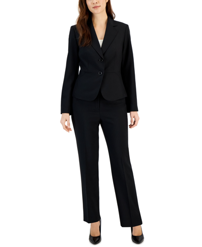 Le Suit Women's Two-button Blazer & Pants Suit, Regular & Petite In Black
