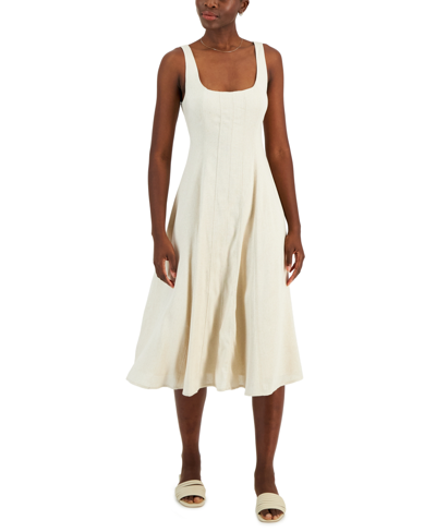 And Now This Women's Linen-blend Seamed Midi Dress, Created For Macy's In Tan