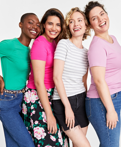 On 34th Women's Short-sleeve Ribbed T-shirt, Created For Macy's In Leprechaun