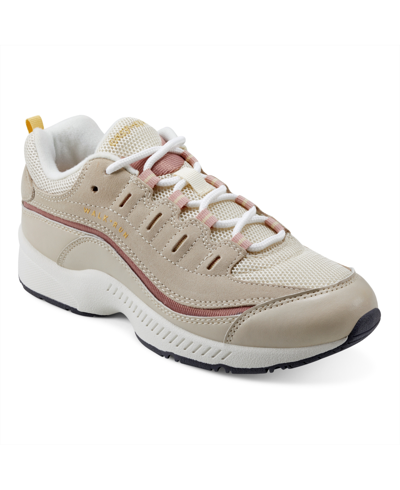 Easy Spirit Women's Romy Round Toe Casual Lace Up Walking Shoes In Light Natural,cream,rose - Leather,su
