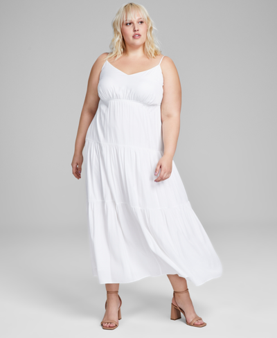 And Now This Trendy Plus Size Tiered Maxi Dress In White