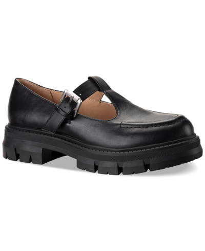 Sun + Stone Women's Lunnaa Buckled Mary Jane Flats, Created For Macy's In Black