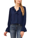 Cece Women's Long-sleeve Ruffled V-neck Blouse In Classic Navy