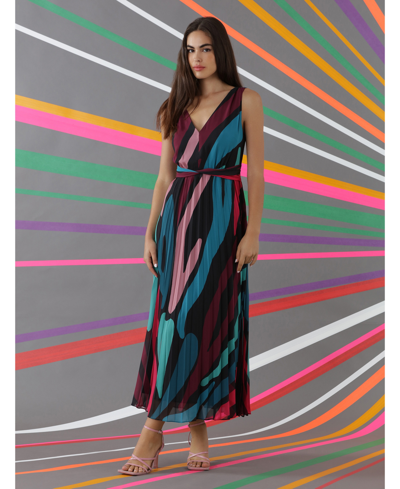 Donna Morgan Women's Printed Pleated Maxi Dress In Multi