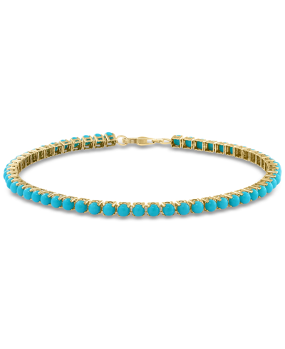Effy Collection Effy Turquoise Bead Link Tennis Bracelet In 14k Gold