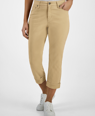 Style & Co Petite Curvy-fit Mid Rise Cuffed Capri Jeans, Created For Macy's In Downing Sand