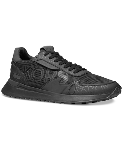 Michael Kors Men's Miles Mixed-media Logo Trainer Sneakers In Black