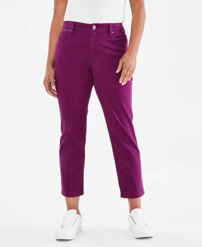 Style & Co Petite Curvy-fit Mid Rise Cuffed Capri Jeans, Created For Macy's In Ray Violet