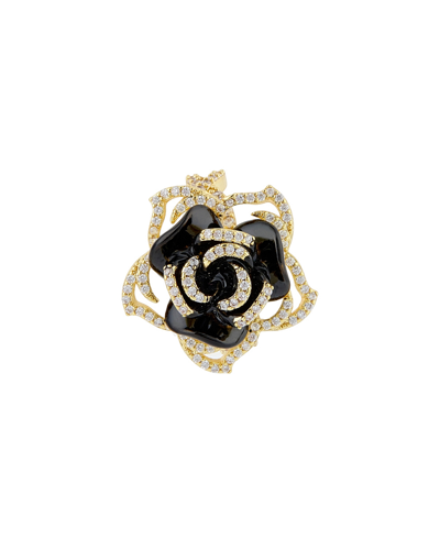 Heymaeve 18k Gold Plated Brass, Black Enamel Statement Ring