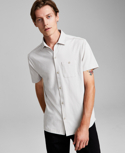 And Now This Men's Regular-fit Textured Button-down Shirt, Created For Macy's In Pebble