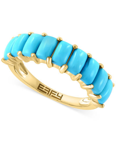 Effy Collection Effy Turquoise Cushion-shape Cabochon Statement Ring In 14k Gold