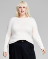 AND NOW THIS TRENDY PLUS SIZE BUTTON-SHOULDER LONG-SLEEVE TOP