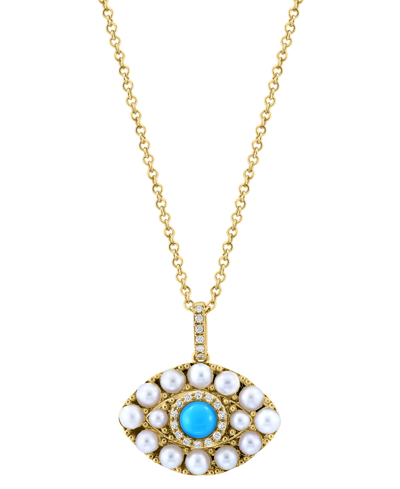 Effy Collection Effy Turquoise, Freshwater Pearl (2 In K Gold