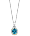 EFFY COLLECTION EFFY BLUE TOPAZ (5-7/8 CT. T.W.) & DIAMOND (1/10 CT. T.W.) HALO 18" PENDANT NECKLACE IN STERLING SIL