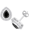 Macy's Black & White Diamond Pear-cut Halo Stud Earrings (2-1/5 Ct. T.w.) In 14k White Gold In White Gold
