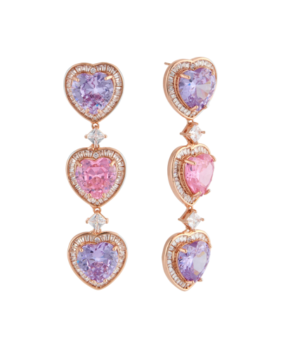 Heymaeve Rose 18k Gold Plated Brass Pink And Purple Earrings