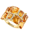 EFFY COLLECTION EFFY CITRINE (11-3/8 CT. T.W.) & DIAMOND (1/6 CT. T.W.) HALO CLUSTER RING IN 14K GOLD