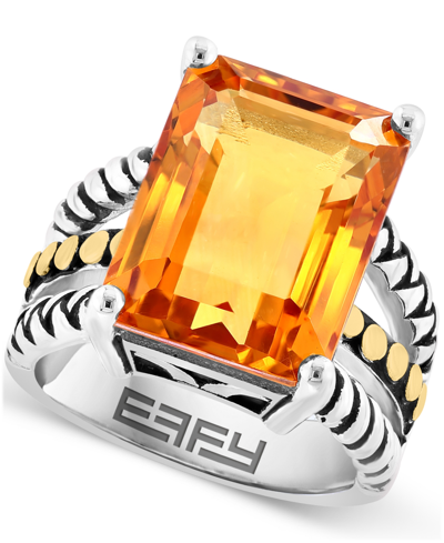 Effy Collection Effy Citrine Statement Ring (12 Ct. T.w.) In Sterling Silver & 18k Gold-plate In K Gold Over Silver