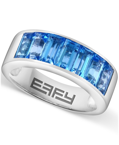 Effy Collection Effy Blue Topaz Emerald-cut Statement Ring (4 Ct. T.w.) In Sterling Silver